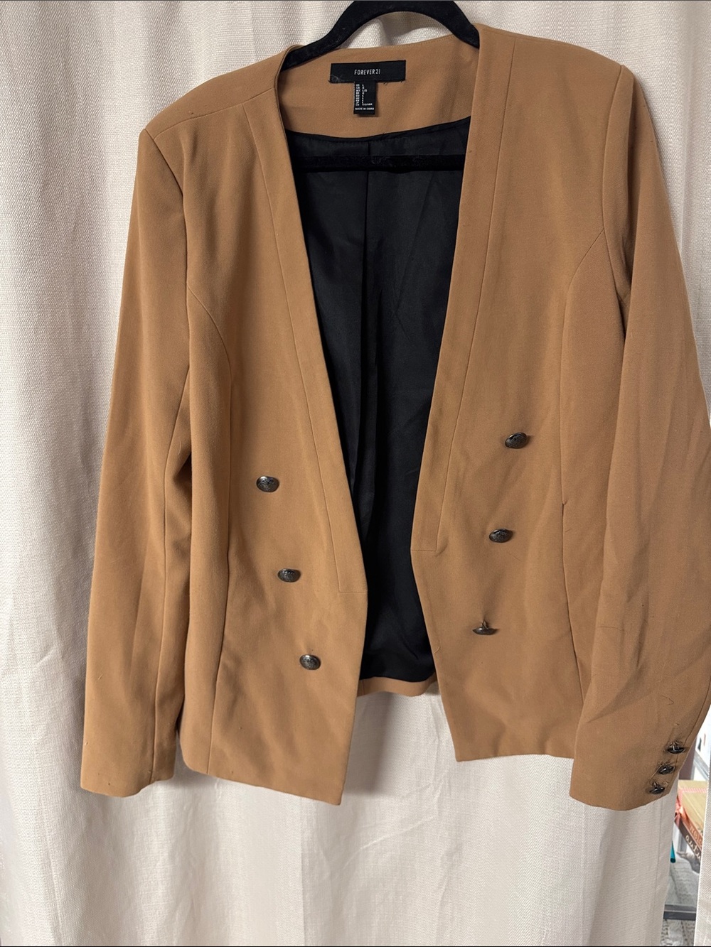 Forever 21 Women's Camel Double-Breasted Blazer